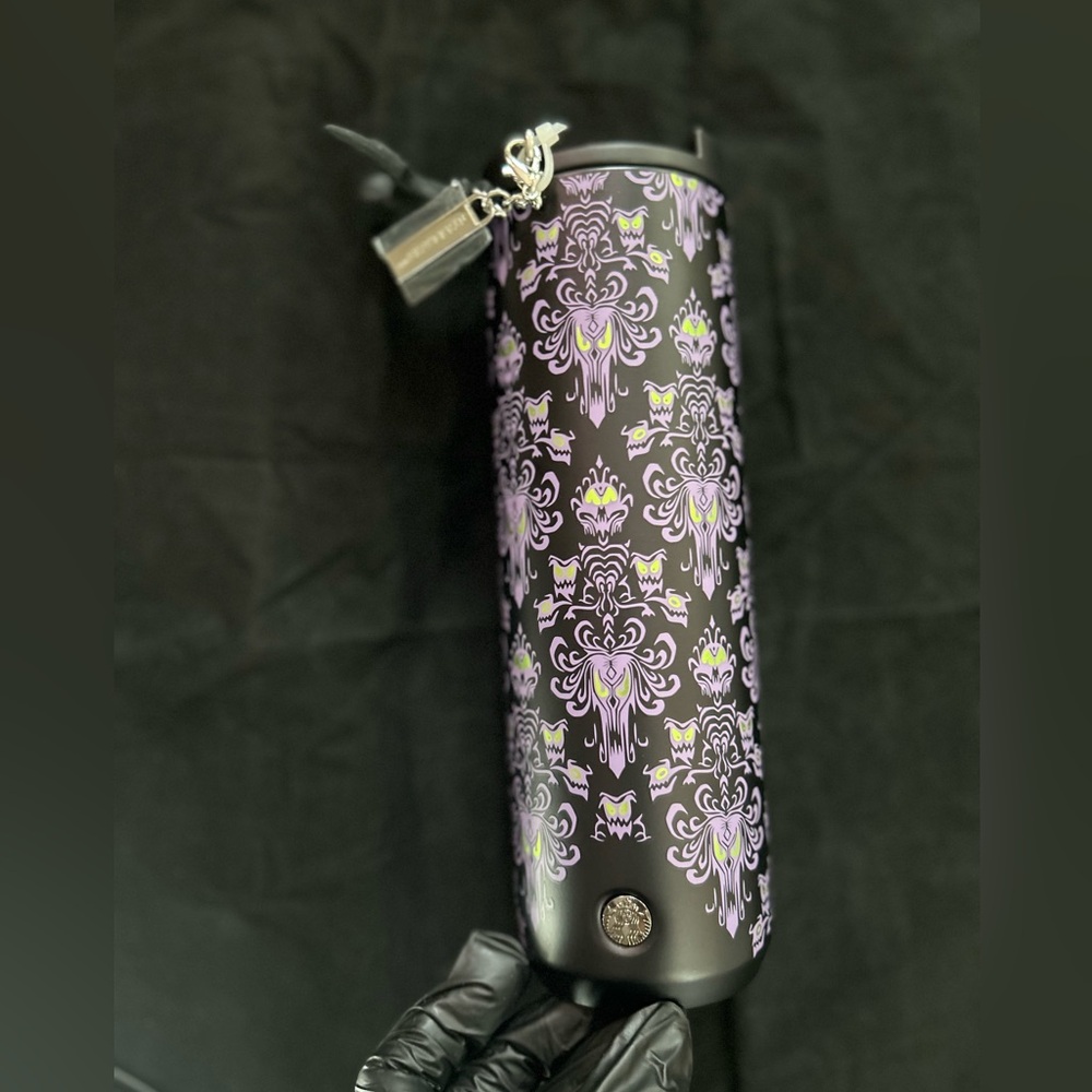 Disney Parks Haunted Mansion Starbucks Travel Tumbler with Bat accessory NWT - Picture 6 of 12